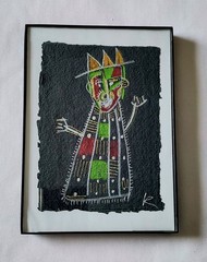 Karl Mullen Irish Outsider Artist Brut Painting Colorful Jester Figure