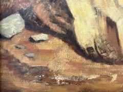 🔥 Fine Antique 1939 WPA California MINING Regionalist Landscape Oil Painting