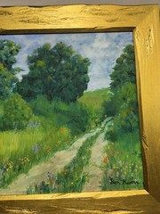 Original Impressionist Oil Painting Wildflower Field And Country Road 16” X 20”*