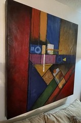 Large Modern Abstract Wall Painting 50x50x3 Inches 14 Lbs. Signed. Beautiful.