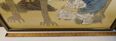 VTG Large 27½x27½ Inch Chinese Gouache Painting on Rice Paper Women Under Trees