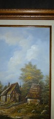 Country House by Water Oil Painting on Canvas by Zolan 21 3/8″ x 17 1/2″