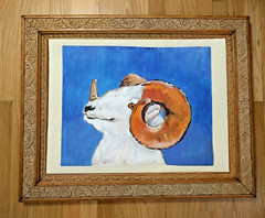 The Happy Ram (painting) Your Aires Zodiac Friend Blue white orange canvas acryl