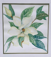 MARGIE GUNNERSON ORIGINAL WATERCOLOR PAINTING WHITE FLOWERS NORTH CAROLINA N.C.