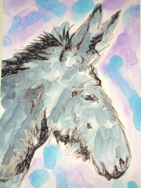 ATC ACEO Country Farm DONKEY Painting Art