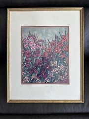 *Rare Sara Eyestone Santa Fe artist Purple,Red,Iris Floral Print Signed Framed