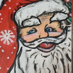 Folk Art Santa Claus Christmas Painting – Acrylic, Canvas, Holidays, Portrait