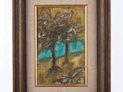 Rider Mid Century Modern Impasto Oil on board
