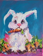 Original Rabbit Acrylic Painting 8 X 10 Canvas Childrens Room Art Dang Rabbit!