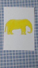 Yellow Elephant Original Artwork Home Decor Gift miniature small ACEO 3.5 INCH