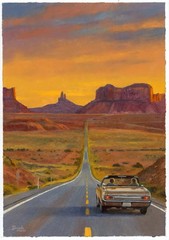 art painting 24 x 34 cm 34SkS oil paints Monument Valley Golden Road Trip