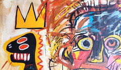 JEAN MICHEL BASQUIAT 28×20 in. Painting on canvas (Untitled) signed & stamped