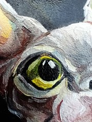 Sphynx Cat Original Oil Painting Framed 4×6 Signed Pet Portrait Animal Art