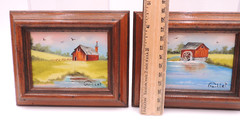 4pc Set Vintage Framed Oil Painting Signed Farm Barn Countryside Original Art Ca