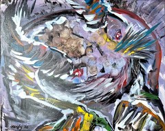 Lovecraftian Fish Man Original Hand Painted Wall Art 16 x 20 Acrylic on Canvas
