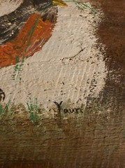 Vtg 2 Oil on Rough Wood Board painting Rustic Approx 10” x 7” Signed By Yaun