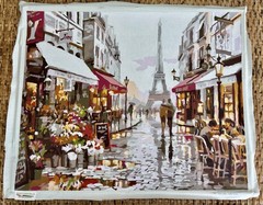 Eiffel Tower Scene Masterpiece Paint by Number COMPLETED Painting Canvas Only