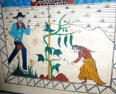 OOAK 1960 Folk Art Painting hndmd Paper 24″ Frmd Organic Farm HOT PEPPERS