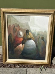 Listed Fernando Memena Nunez Oil Painting 20th Century Mexican 23×27 In