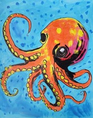 Abstract/Expressionism Octopus 11×14 One of a Kind Colorful Street Art Painting