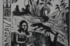 FRAMED PAUL GAUGUIN VINTAGE 1960’S PRINT OF THE WOODCUT „NAVE NAVE FENUA (1894)