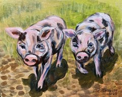 Original Acrylic painting 8×10 Pigs Farm Animal Wall Art