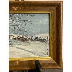 Mini 5 X 7 Oil Painting on canvas Artist M.b. Schauer 1970. Chapel in the Valley