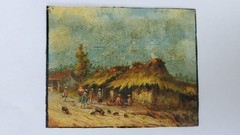 PINTURA EN MINIATURA DEL ARTISTA ECUATORIANO OSWALDO MONCAYO 1923-1984 Óleo sobr