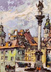 Waldemar Zaczek (1929): SIGISMUND’S COLUMN, CASTLE SQUARE, WARSAW, POLAND, oil