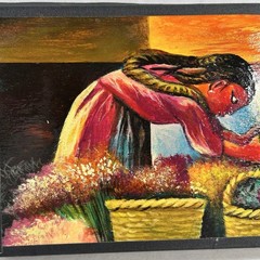 Simon Silva Amor A Todas Horas Signed Chicano Painting Mexican American Folk Art