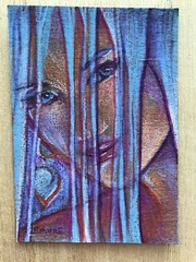 Original Artwork ACEO Fantasy Miniature Art – Face with Iridescent highlights