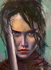 Frank Maier Oil Painting: Samurai Woman 1. 12″x16″ (Unframed)