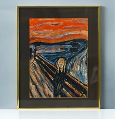 Painting Oil on Canvas The Scream Homage Gilt Framed Michal Bosza 1983