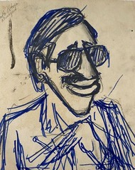 Juan David. Caricature. Ortega, ca 1978. Ink on cardboard. Original art