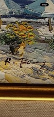 Signed Mediterranean Coastal Village Palette Knife Oil Painting Framed