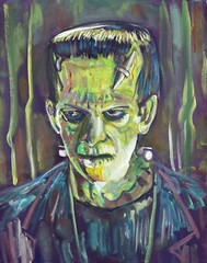 Frankenstein Boris Karloff Universal Monsters Horror Pop Art Painting 16×20