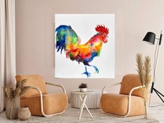 Colorfu rooster chicken Bird art watercolor painting,nature lover unique gift