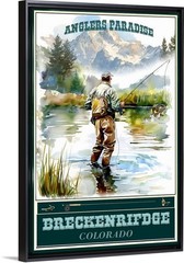Breckenridge Colorado Fly Fishing Travel Poster for Prints Framed or Canvas