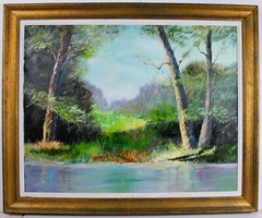 ROSALIND ROZ DORLEN OIL PAINTING ON CANVAS SIGNED LANDSCAPE NEW JERSEY ARTIST
