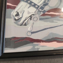 Vintage Framed Paint By Number Horse Pictures Set of 2 Retro Equestrian Folk Art