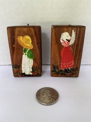 Plaques Wood 2.75″ L Hand Painted Pictures Boy Girl Ready To Hang Rustic 2