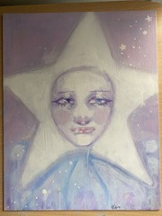 Pastel Star Clown Girl Fantasy Painting On 11×14 Canvas Board