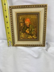 Ruth Vamos Oil Painting Old Woman With Flowers 5×4 Inches