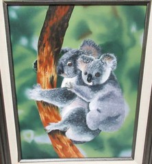 CONNIE PAIR OF GREY KOALA’S IN TREE ORIGINAL OIL ON CANVAS PAINTING