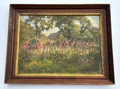 DAVID HEWITT PAINTING ANTIQUE 1910’S INDIAN FIRE WEED LANDSCAPE IMPRESSIONISM