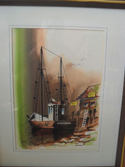 GEORGE SPERL WATERCOLOR PAINTING INDIANA GLOUCESTER BOAT