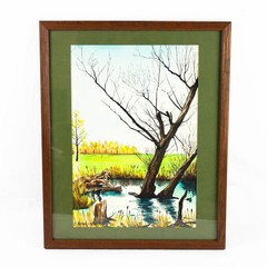 Framed Watercolor Painting on Paper by D. Kennedy – Wall Art