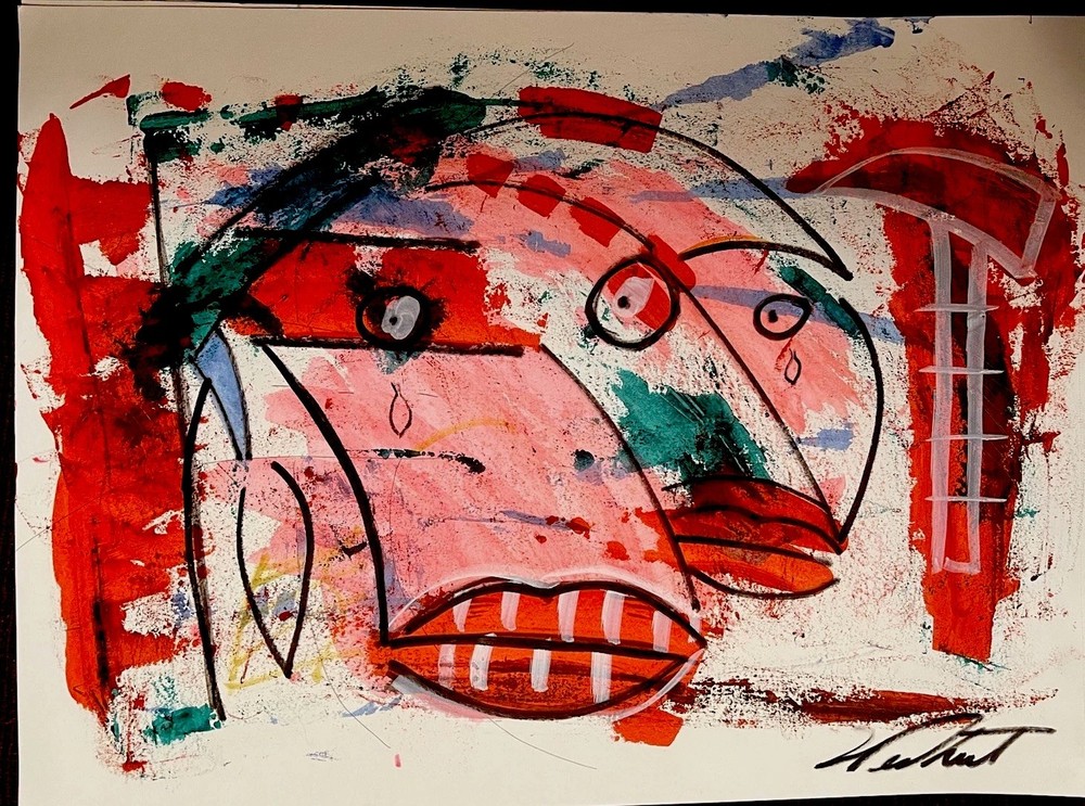 “The Breakup” original abstract artwork signed by artist Wesley Hunt. 18×24”