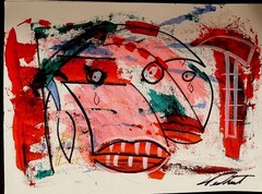 “The Breakup” original abstract artwork signed by artist Wesley Hunt. 18×24”