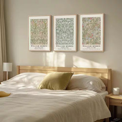 3 Piece Framed Vintage Sage Green Artwork for Walls Nature Floral Botanical Pict